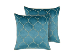 Juego de cojines decorativos BELIANI Alyssum de Terciopelo Azul 45x45x12