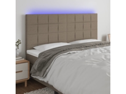 Cabecero Con Luces Led Tela Gris Taupe 160x5x118/128 Cm
