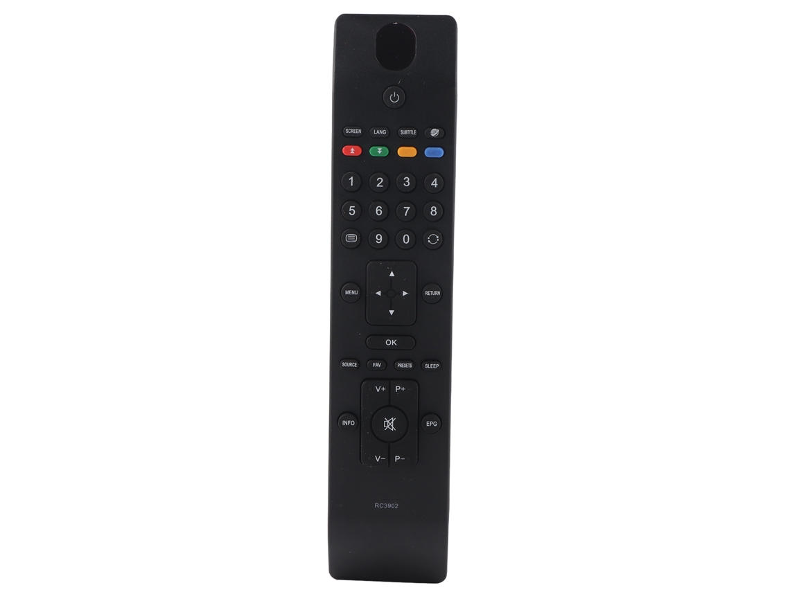Mando A Distancia Universal Para Tv Rc3902 Con Botones Grandes, Repuesto De Abs Negro Duradero.