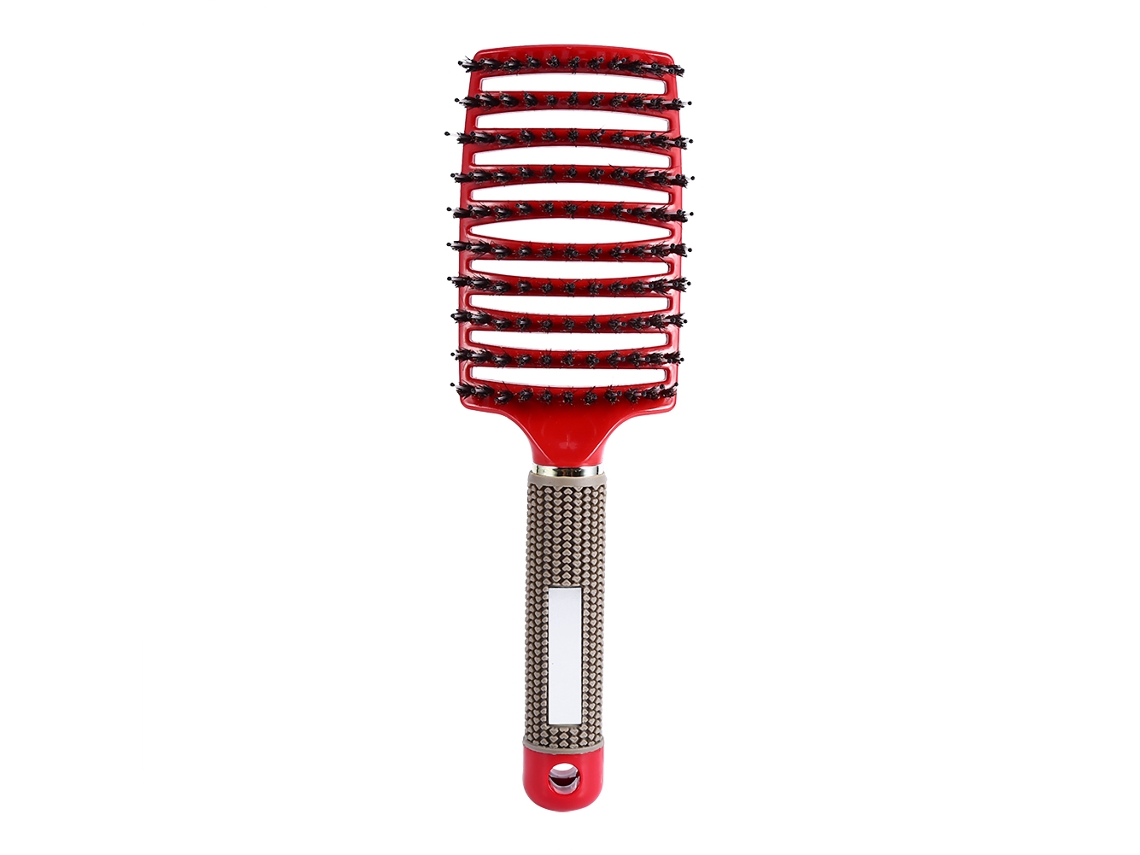 2026-Pente Massageador para Couro Cabeludo e Cabelos Secos/Molhados Antiestático - Ferramentas De Styling Cabeleireiro Vermelho