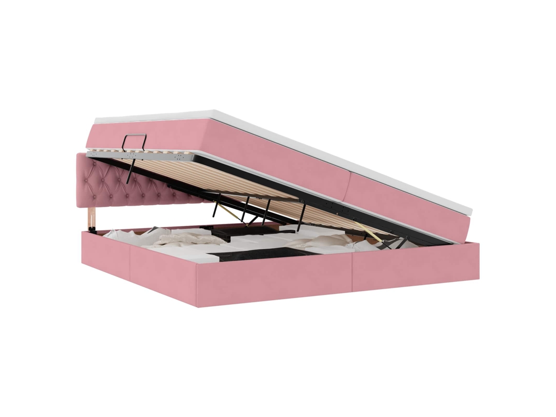 Maison Exclusive - Cama Con Almacenamiento Rosa 200 X 200 Cm Terciopelo