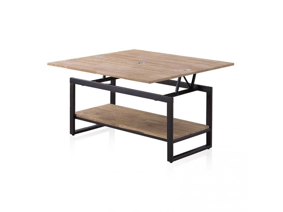 Mesa de centro elevable extensible Rens Roble Honey - Negro 100 x 62 x 90 cm