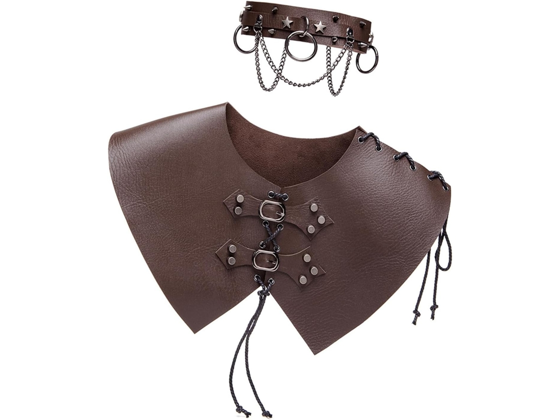 Hombrera Vikinga De Piel Sintética, Accesorio De Disfraz Medieval, Gargantilla Con Tachuelas