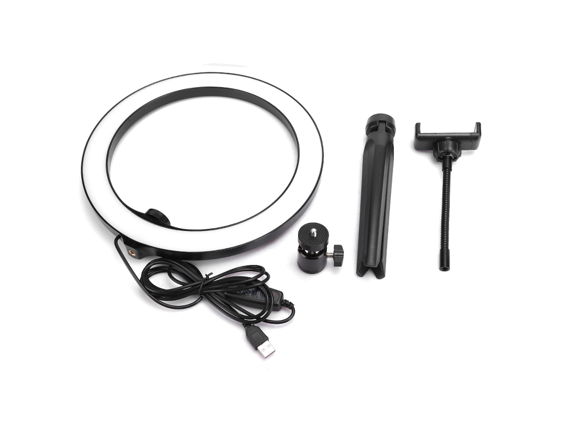 Luz De Relleno Para Teléfono (luz De Relleno Para Transmisión En Vivo) Luz De Relleno Para Teléfono Móvil De 26 Cm Con Clip Para Teléfono Y Trípode Versión Plástica