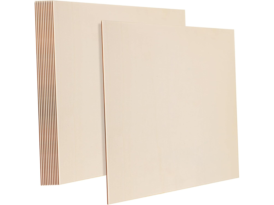 Juego De 12 Piezas De Cuadrados De Madera Contrachapada Para Manualidades, Tablas Sólidas