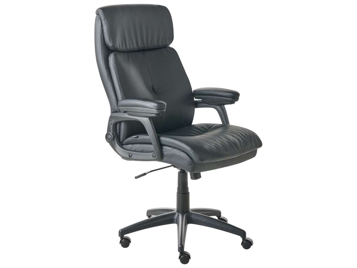 Silla de director ejecutiva Beliani en piel sintética negra 66x66x126