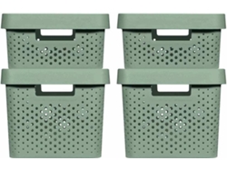Curver Cajas de almacenaje con tapa Infinity 4 piezas verde 11L+17L
