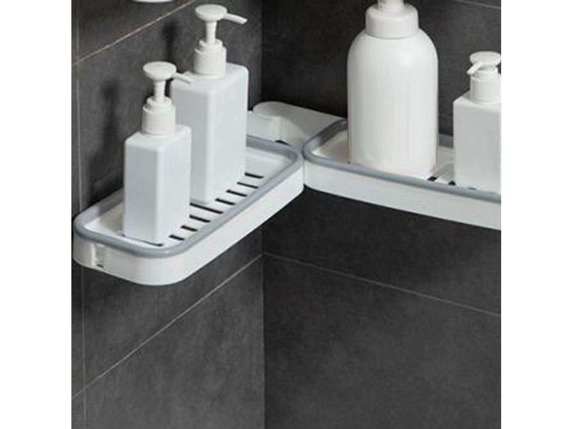 Estante Esquinero Plegable Para Baño Y Cocina, Montado En La Pared Sobre El Grifo, Organizador Blanco Y Gris.