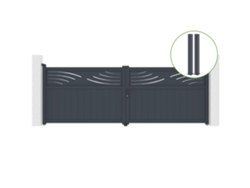 Puerta abatible 3m HALTI H.140cm aluminio gris 2 postes 20x20cm H.166cm CASANOOV