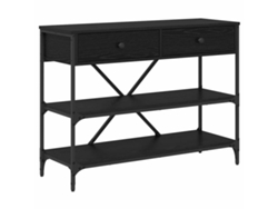 Mesa Consola | Mesa De Entrada | Mesa De Apoyo Con Cajón Roble Negro 100 X 34,5 X 75 Cm Madera