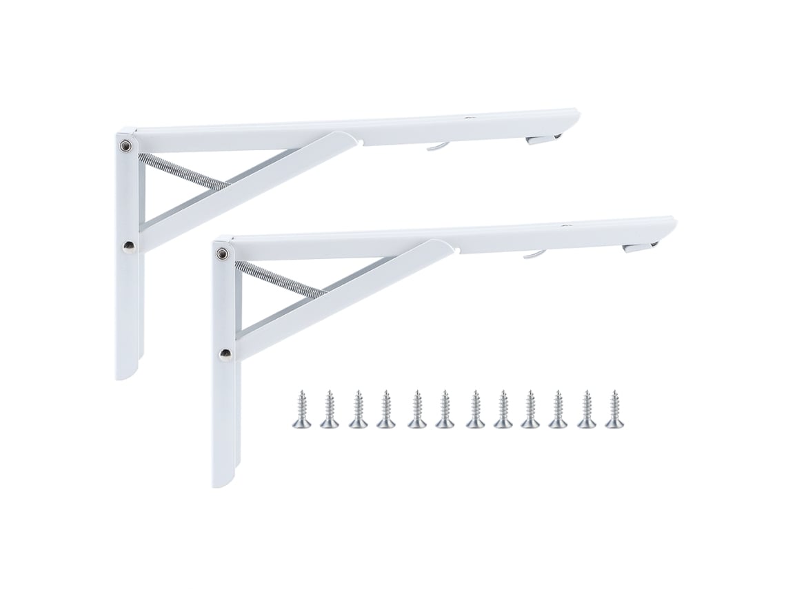 2 Estantes Triangulares Plegables Para Montaje En Pared, De Metal Resistente Con Tornillos.