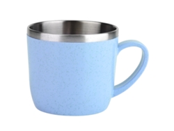 Vaso de acero inoxidable con pajita para agua, café, zumo y leche (azul)