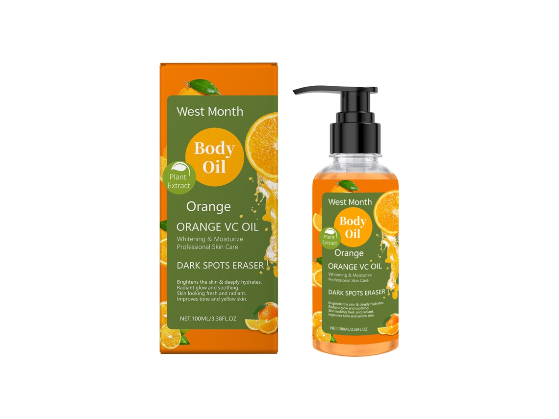 Aceite corporal con vitamina C y efecto iluminador.