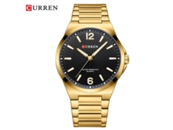 (negro Con Cinta De Oro) Reloj De Cuarzo Para Hombre, Estilo Moderno, Para Uso Comercial Y Casual, Resistente Al Agua, Cinta De Acero Inoxidable