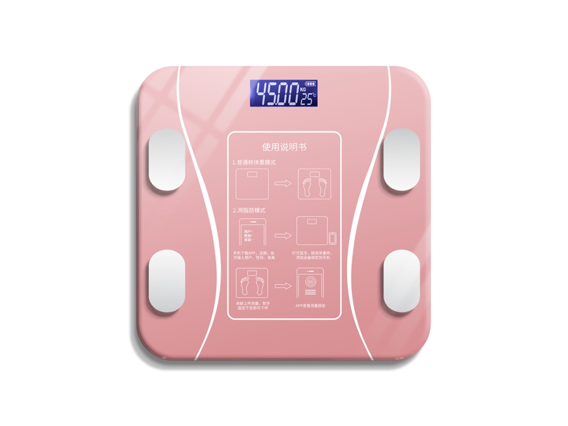(modelo Rosa Con Batería De Teléfono Compatible) Báscula Inteligente De Grasa Corporal Para Bajar De Peso