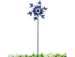 Molino De Viento Con Forma De Mariposa: Adorno De Jardín Giratorio De Metal Con Estaca Para El Suelo, Escultura De