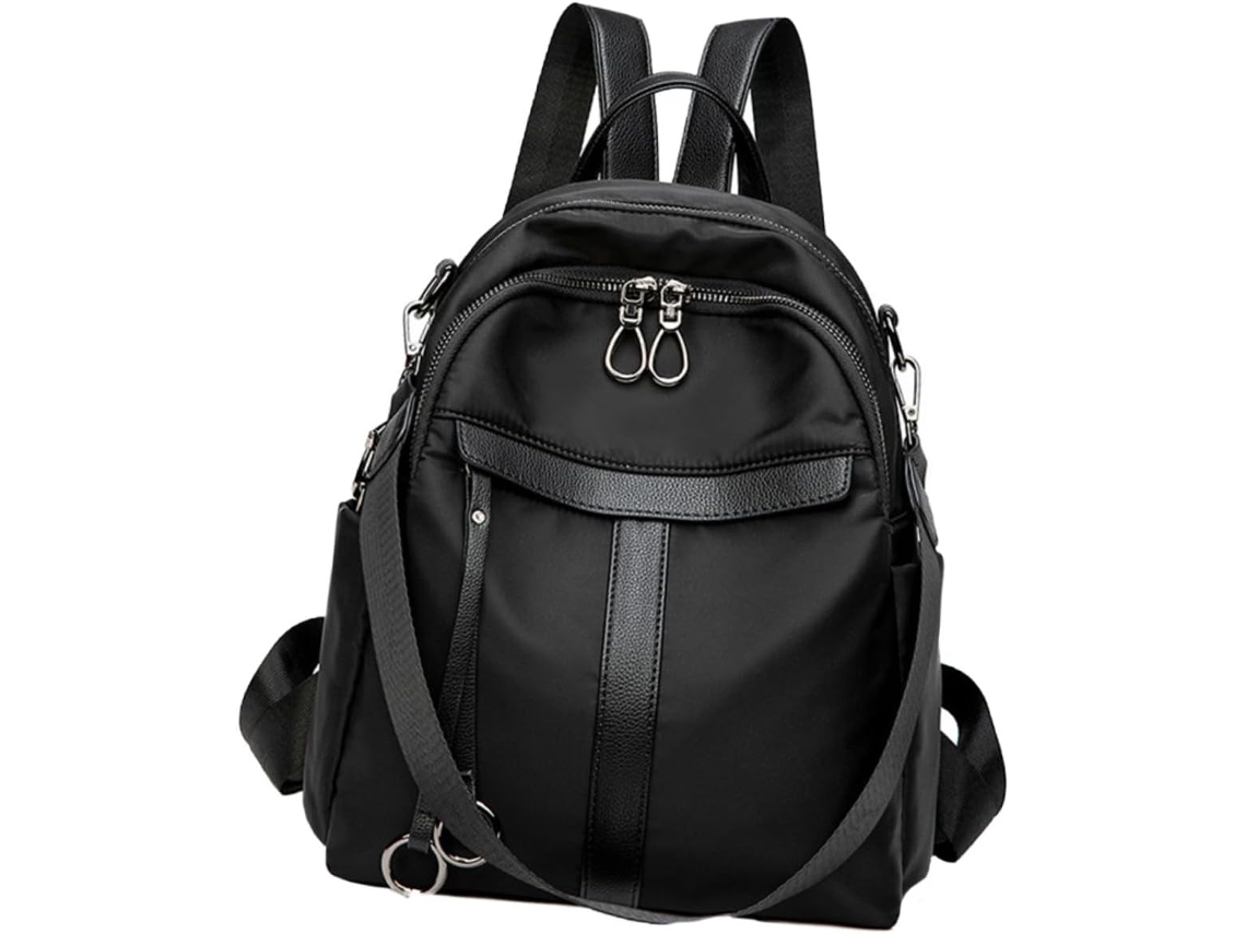 Mochila Escolar Grande Negra Antirrobo Con Cierre De Cremallera Para Mujer.
