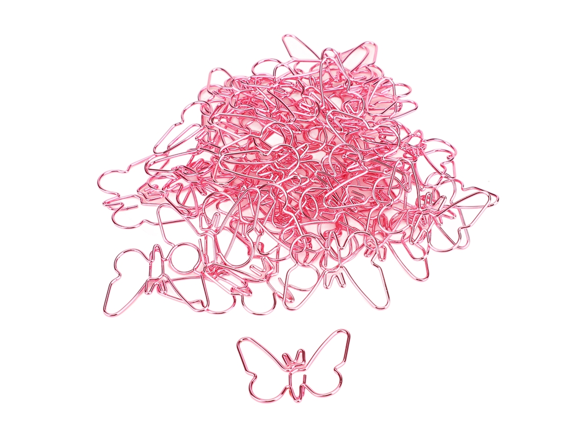 50 Clip Papel Mariposas Rosas Metal Cute Forma Mariposa Para Oficina Hogar Colegio