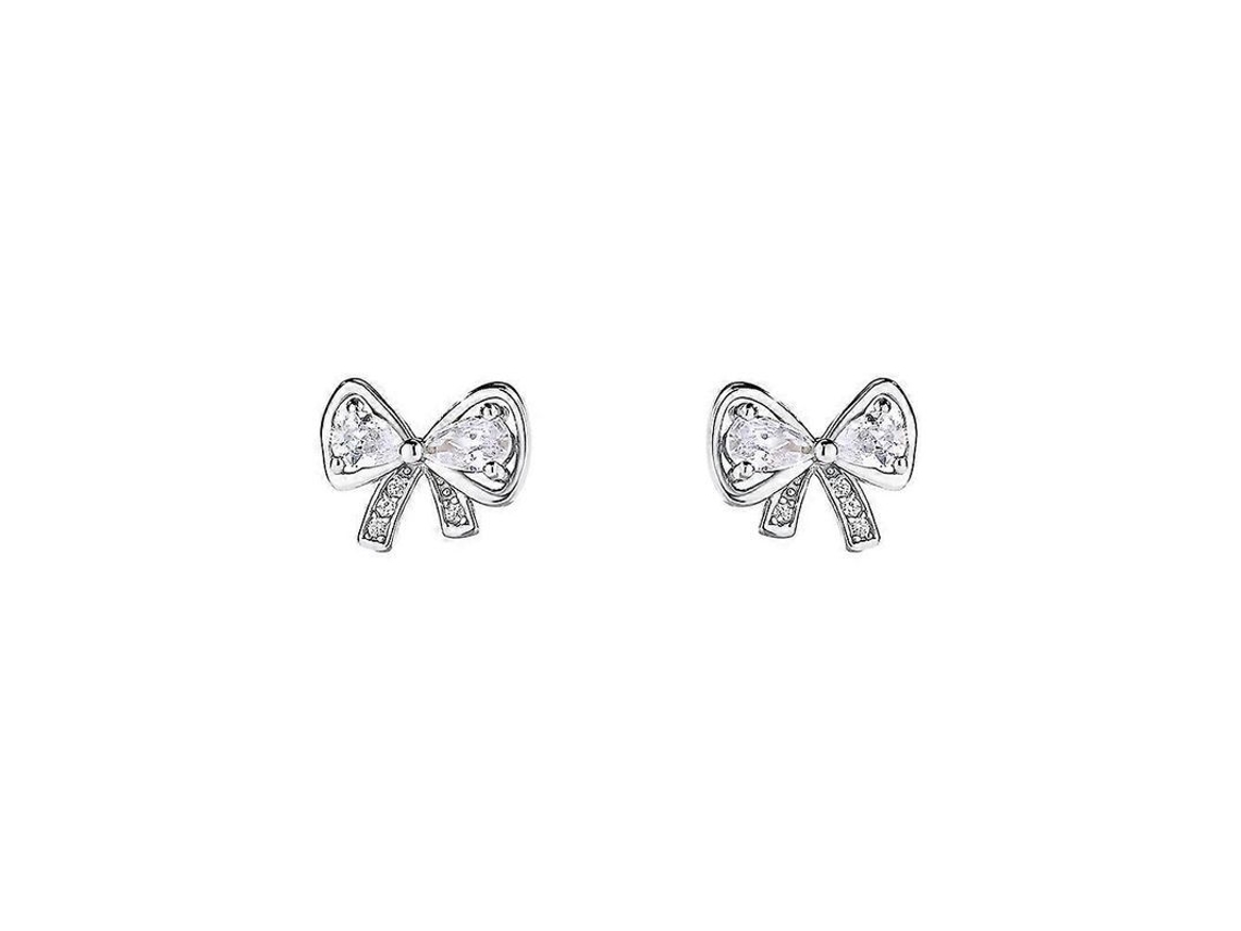 Pendientes De Lazo, Plata De Ley 999 Con Circonita Brillante, Pendientes Delicados Para Mujer.