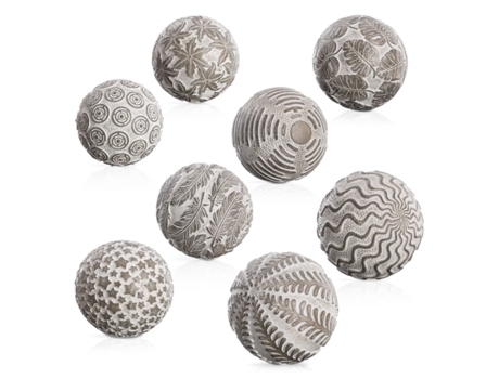 Bolas Decoración Gris Blanco 10 x 10 x 10 cm (8 Unidades)