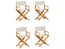 Maison Exclusive - Juego de 4 sillas plegables de jardín, tela blanca, color crema.