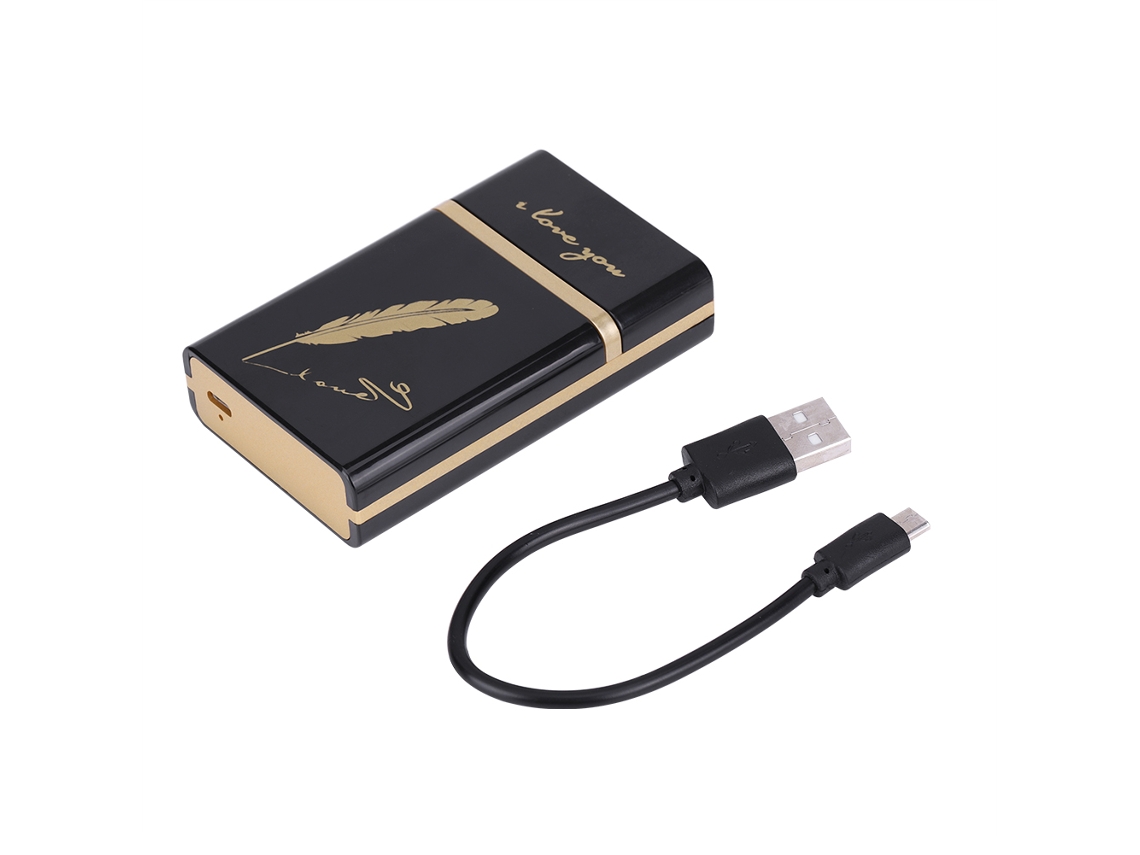 Estuche portátil para cigarrillos con encendedor eléctrico recargable por USB, Super Mini Golden Feather