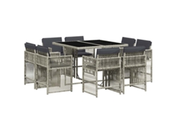 Maison Exclusive - Set Comedor De Jardín 9 Pzas Cojines Ratán Sintético Gris Claro