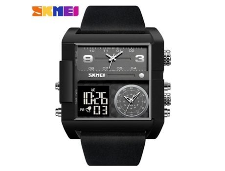 Reloj para Hombre, Reloj Cuadrado con Alarma de Cuarzo LED y Pantalla analógica de 3 Horas, Carcasa Negra y cinturón Negro, máquina Negra LUUCOZK