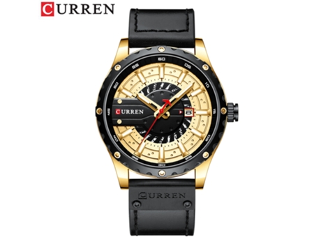 Relojes para Hombre, Reloj con Correa de Cuero para Relojes de Pulsera con Calendario de Cuarzo Impermeables para Hombre-Concha Dorada Dorada LUUCOZK