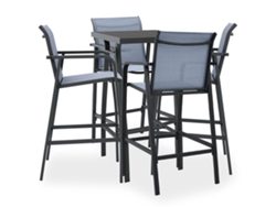 Conjunto 5 Mesa alta y taburetes de bar de jardín VIDAXL negro y gris
