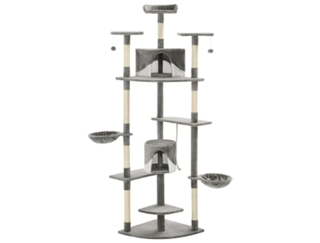 vidaXL Rascador para gatos con poste de sisal 203 cm gris y blanco