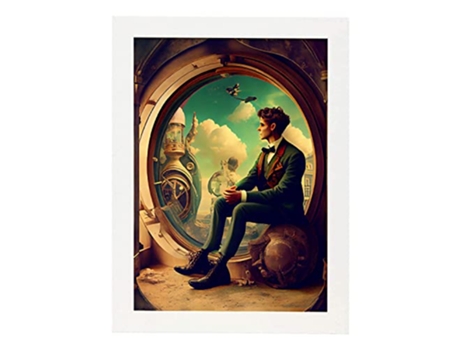 NACNIC Poster Steampunk En Estilo Surrealismo Cinematográfico Ilustraciones Y Grabados De Historieta Abstracta Y Artística A4 Marcos Blancos