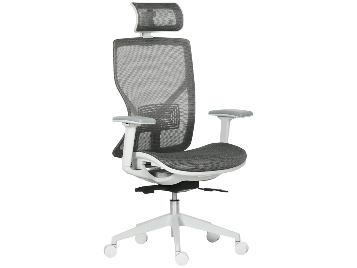 Silla De Oficina Giratoria Para Videojuegos Con Reposacabezas, Reposabrazos 3d, Ruedas, Malla Gris, 120-128 Cm.
