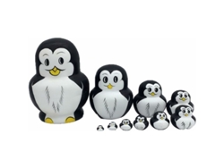 Juego De 10 Muñecos Rusos De Madera Con Forma De Pingüino Para Decoración Y Colección.