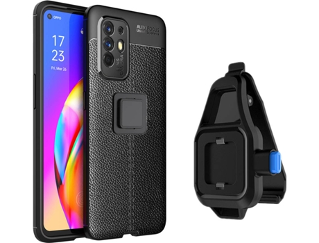 Funda Oppo A94 5G Rugged Leather con Soporte de Cintura Negro