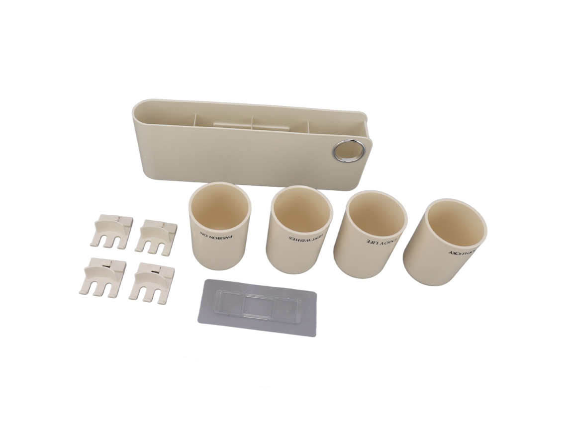Portacepillos De Pared Autoadhesivo Organizador De Cepillos De Dientes Y Crema Dental Para Baño