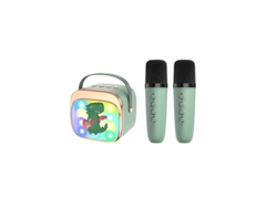 Máquina De Karaoke Infantil / Con 2 Micrófonos Inalámbricos/altavoz Bluetooth (verde) Czhhmart