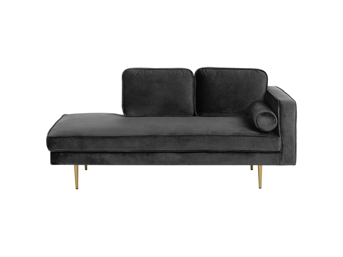 Chaise longue derecho BELIANI Miramas de Terciopelo Negro 171x79x63
