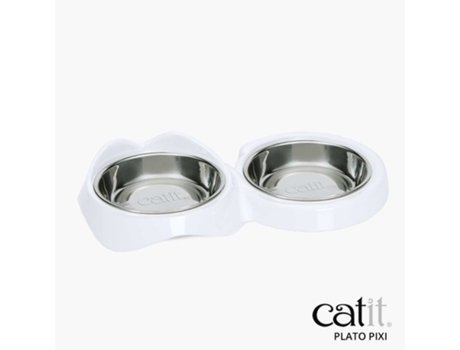 Comedero doble para gatos CATIT PIXI, Blanco
