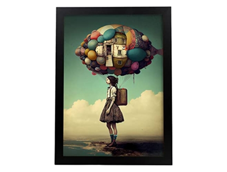NACNIC Poster Nube De Globos En Estilo Surrealismo Cinematográfico Ilustraciones Y Grabados De Historieta Abstracta Y Artística A4 Marcos Negros