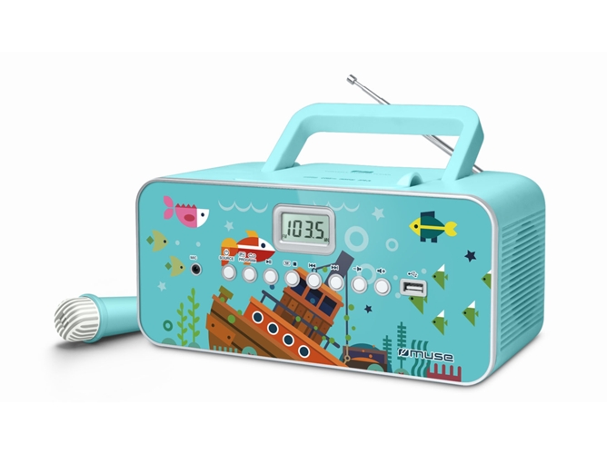 Radio Boombox c/ Lector CD MUSE M-29 KB (Azul - PLL - FM/MW - Pilas y Corriente)