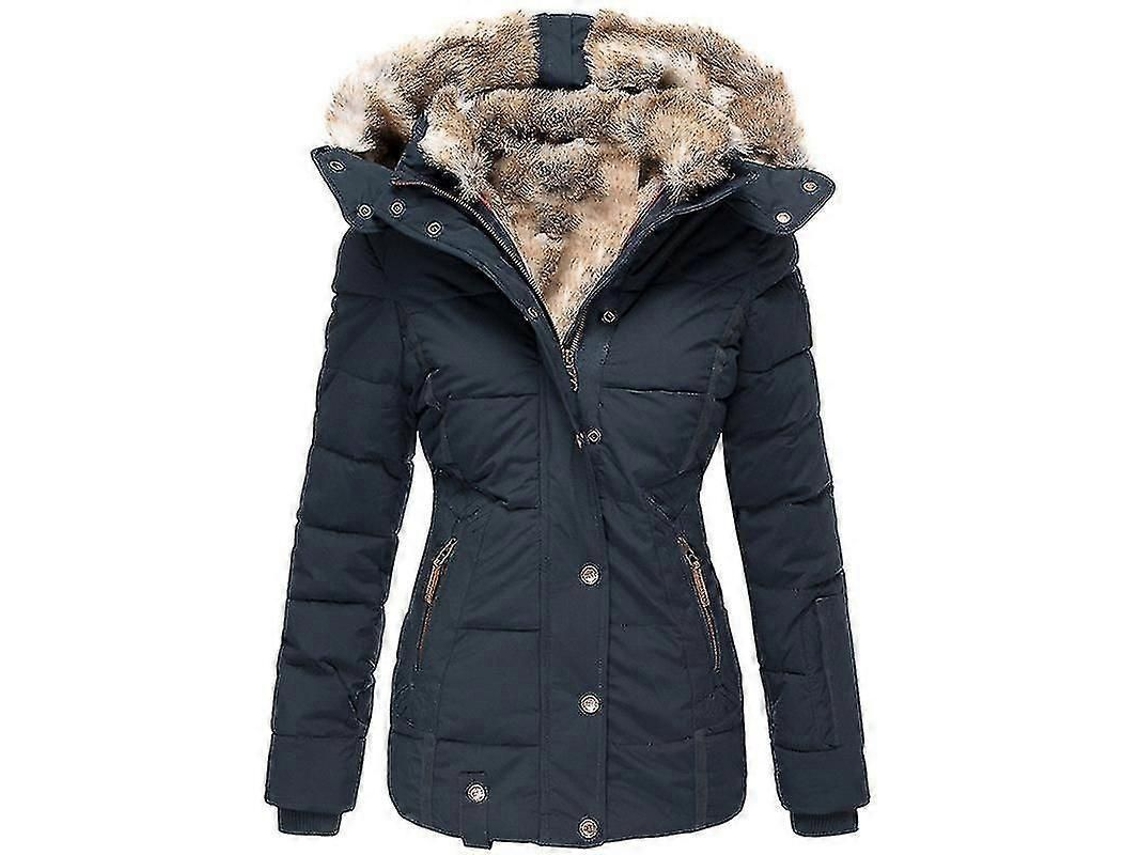 Chaqueta De Plumas De Invierno Para Mujer, Ajustable, Cálida, Informal, De Manga Larga, Con Cremallera Y Bolsillos De Pelo.
