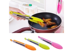 Mini Pinzas De Cocina De 20 Cm Con Puntas De Silicona, Acero Inoxidable, Para Ensaladas, Barbacoas Y Frituras, Color Aleatorio.