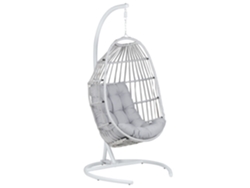 Silla colgante con soporte BELIANI Sesia de Poliéster, Ratán sintético Gris 105x105x198