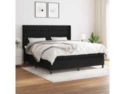 Cama Box Spring Con Colchón Tela Negro 180x200 Cm