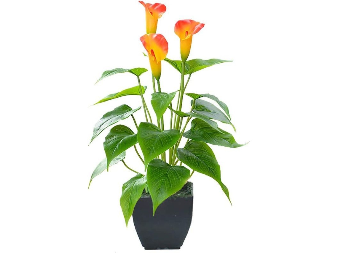 Planta Artificial De Cala En Maceta Pequeña Para Decoración Del Hogar Y La Oficina - Naranja