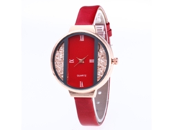 Reloj De Pulsera Analógico De Cuarzo Para Mujer Con Esfera Redonda, Estilo Moderno (rojo)