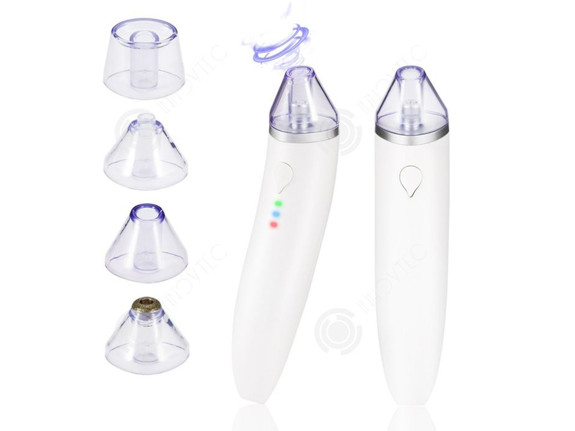 La aspiradora de puntos negros Inn es una máquina que puede limpiar la piel del rostro con 3 modos y 4 cabezales de succión para limpieza. Innovtec