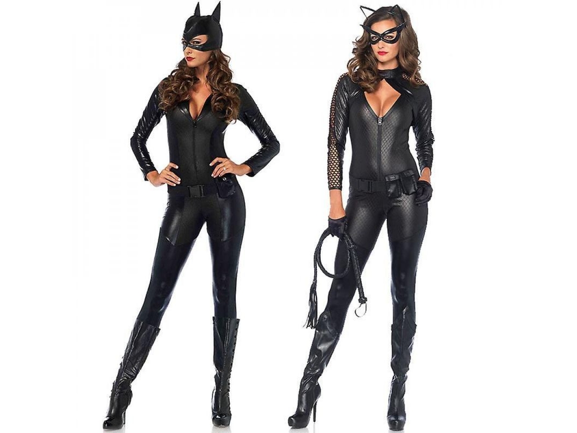 2026-traje De Cuero Pu Para Mujer Gato Con Body, Máscara Y Cinturón - Disfraces De Cosplay Adulto L