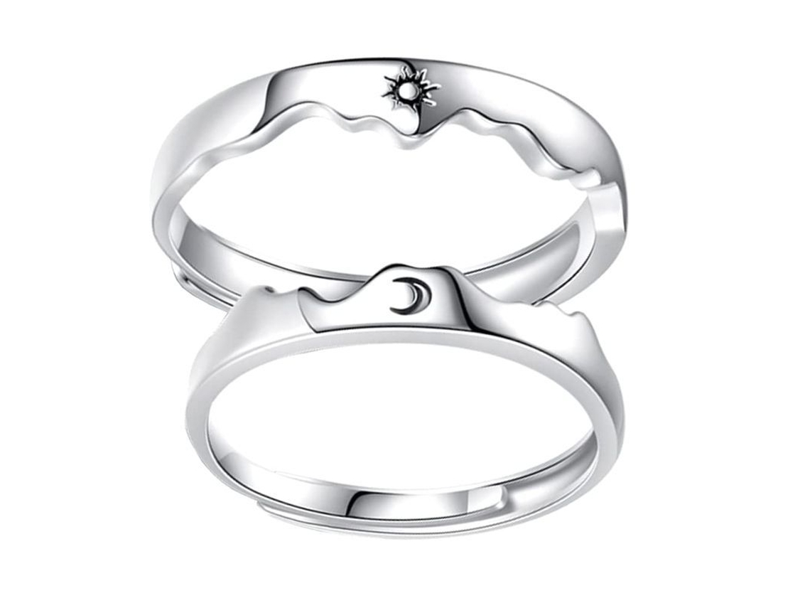 2026-anillos De Pareja Linjou Sol Luna Ajustables Abiertos Para Hombre Y Mujer